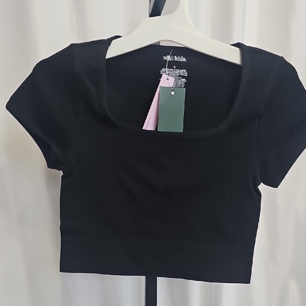 Wild Fable Black Short Sleeve Crop